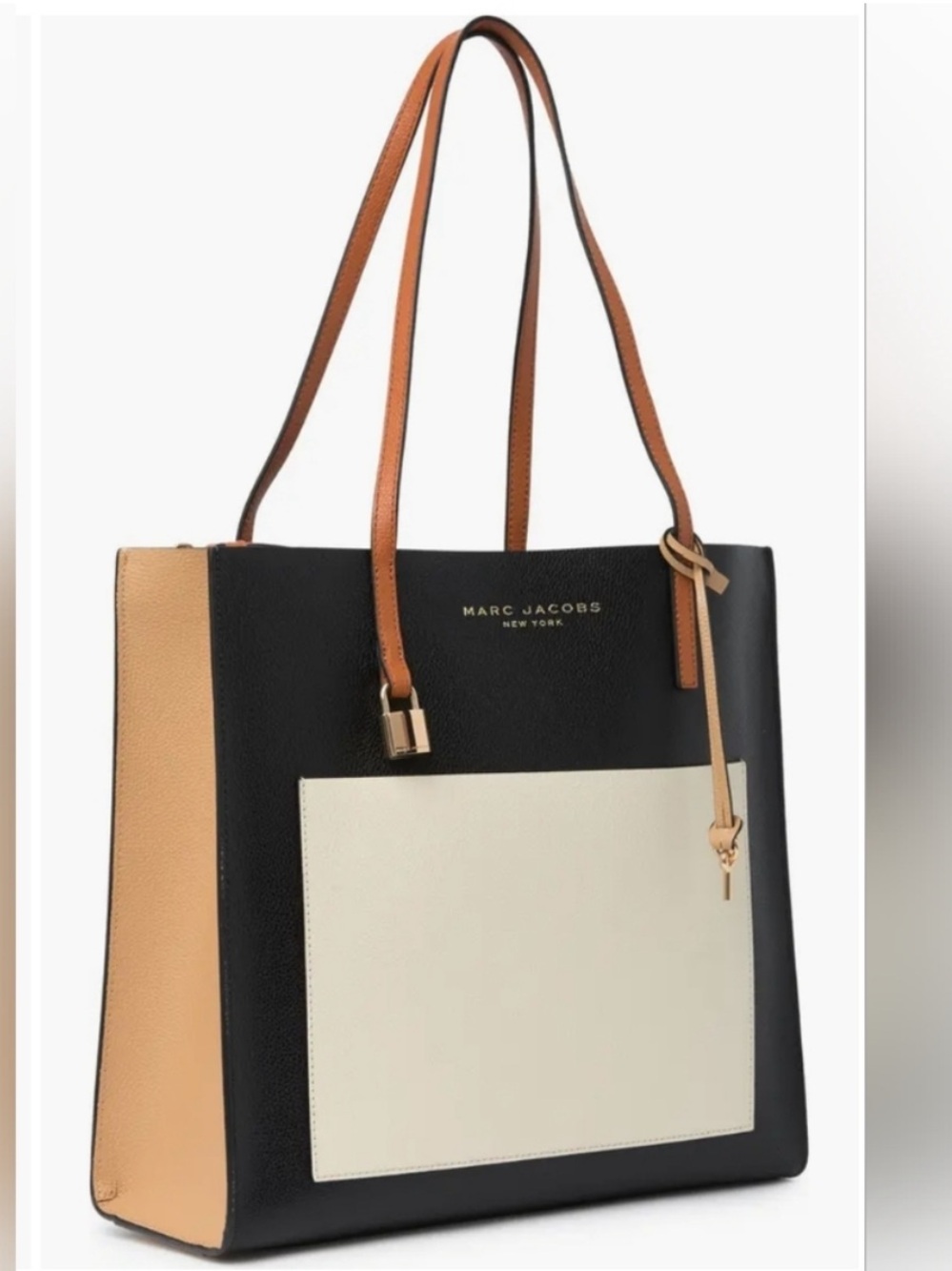Marc Jacobs Black Cream and Tan Colorblock “Grind” Tote